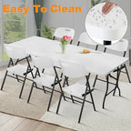 6ft Folding Table, Portable Heavy Duty Plastic Fold-in-Half Utility Table for Indoor/Outdoor Use, Dining, Camping, Picnic, Party, White