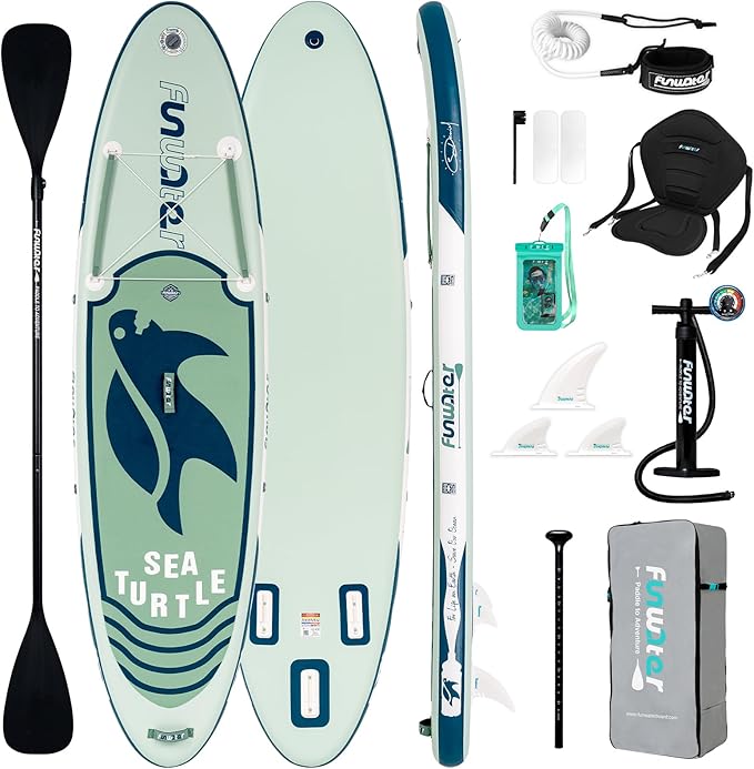 FunWater Inflatable Stand Up Paddle Board with Premium SUP Paddleboard Accessories, Anti-Slip EVA Deck, 11'/10'6'' Paddle Boards for Adults & Youth of All Skill Levels