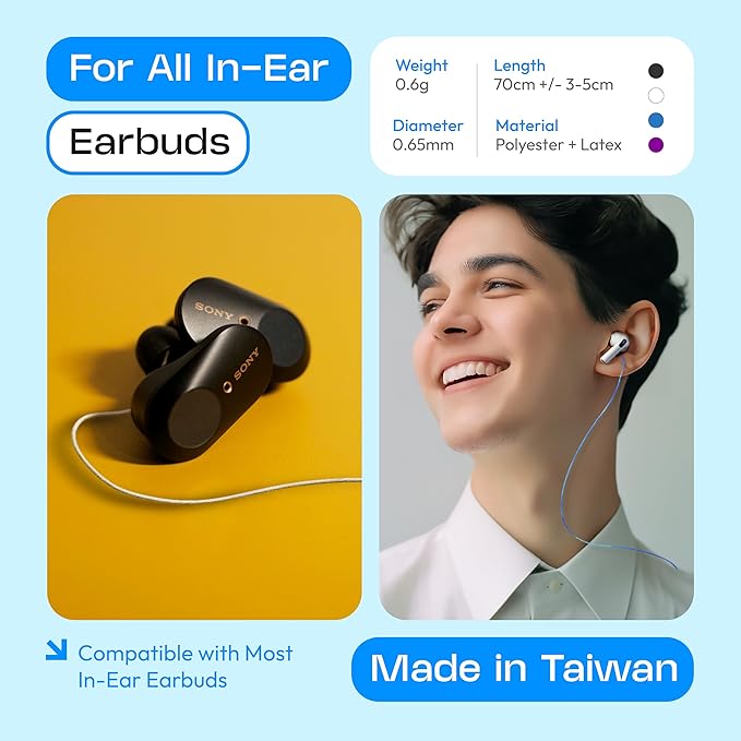 Anti-Lost Strap for Airpod Pro, New Version Strap for Wireless in-Ear Earbuds with Ear Tips, Airpod Pro Lanyard - White (Compatible with Airpods Pro 1 2 3, Sony, Beats, Samsung, Bose)
