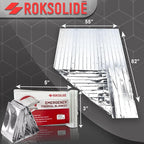 ROKSOLIDE Emergency Blankets | Mylar Thermal Blanket, Essential Survival Gear for Emergency Kits. Ultralight Reflective Foil Blanket for Camping or Cold Weather. Size 55" x 82", Silver, 8-Pack
