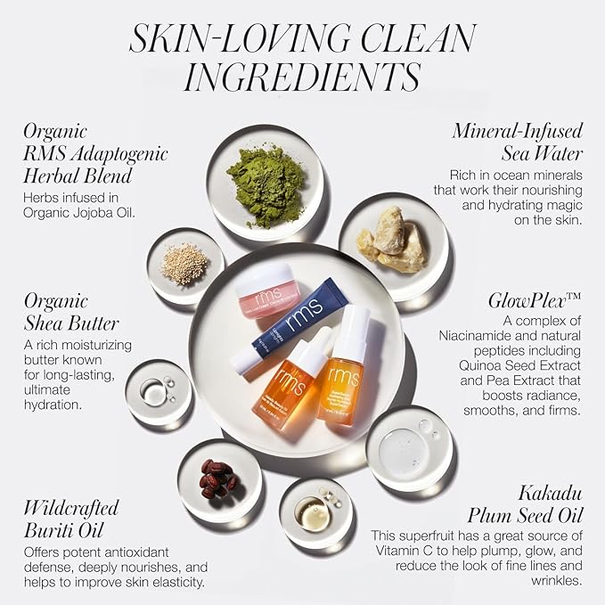 RMS Beauty Women's Skincare Secrets Set RMS Beauty Skincare Secrets Kit - Skin Care Set Kakadu Beauty Oil Kakadu Luxe Cream SuperSerum Hydrating Mist & Lipnights Lip Mask Beauty Present Sets