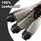 OLDLEY 32 oz Water Bottle, Motivational Water Bottle with Time Marker, Sports Water Bottle With Strap, Leakproof & BPA Free Large Water Bottles for School, Gym, Travel,Tritan, Transparent Black