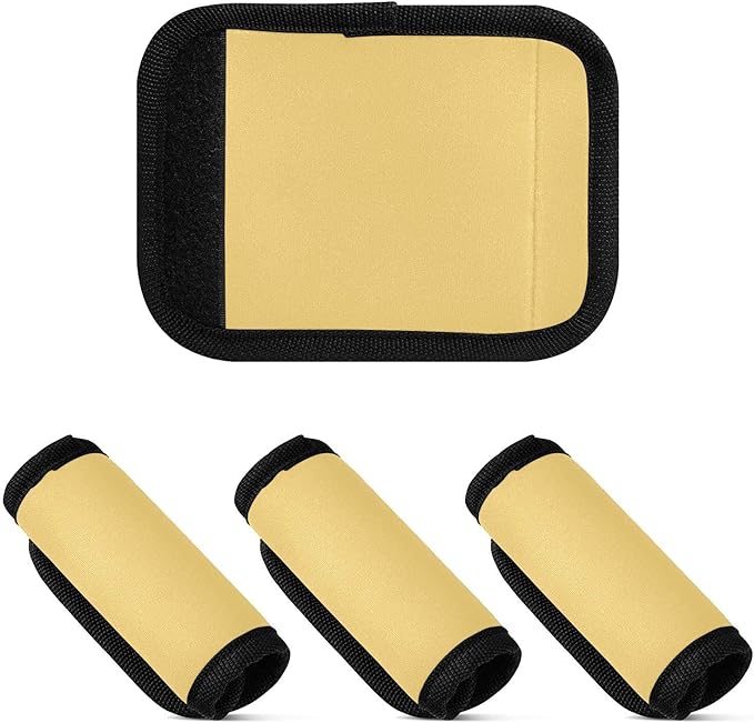 DOMIKING Light Yellow Luggage Handle Wraps for Suitcase Luggage Identifier Soft Luggage Tags Marker for Travel Bag Suitcase Luggage Covers Wraps Travel Accessories, 2 Pack