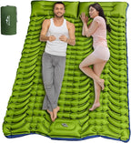Double Sleeping Pad for Camping, Self Inflating 4" Extra Thick Camping Sleeping Pad for 2 Person with Pillow, Built-in Foot Pump, Portable Sleeping Mat for Backpacking, Hiking, Travel Tent