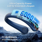 Portable Neck Fan with 6000mAh USB - Rechargeable Battery, 360° Cooling Wearable Fan, 3 Speeds, Ultra-Light Bladeless Neck Fan LED Display (Blue)