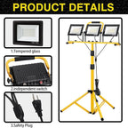 21000 lumens LED Work Light, IP66 Waterproof Portable Work Light, with Tripod, 16.4-Foot (About 5 Meters) Wire; Suitable for Outdoor and Indoor Workshop, Garage, and Construction site Lighting