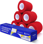 RISEN Cohesive Bandage 2” x 5 Yards, 6 Rolls, Self Adherent Wrap Medical Tape, Adhesive Flexible Breathable First Aid Gauze Ideal for Stretch Athletic