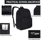 SUPACOOL Casual Laptop Backpack for Men and Women, Work backpack, Black Backpacks, College School Backpack for Boys and Girls, USB Charging Port, Lightweight Travel Back Pack(Black)