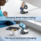 3-in-1 Wireless Charging Station for Apple Devices, 15W Wireless Charger for iPhone 17/16/15/14/13/12, Apple Watch, AirPods, Magnetic Foldable Fast Charger Apple Charging Station (Black)