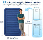 KINGJERRY Twin XL Air Mattress with Built-in Pump, 18" Raised Comfort, Upgraded 80" Length, Dual-Layer Leakproof, Support 500 lbs, 2 Min Inflation, Inflatable Blow-up Bed for Home Camping Guests