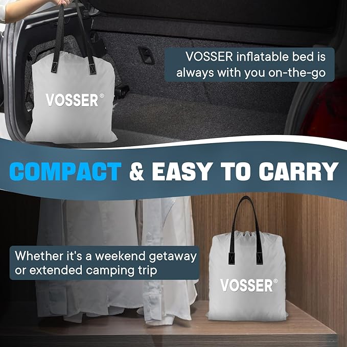 Queen Air Mattress with Built-in Pump,Fast & Easy Inflation/Deflation Inflatable Mattress, Foldable Blow Up Mattress with Storage Bag, Inflatable Bed for Home, Camping & Guests