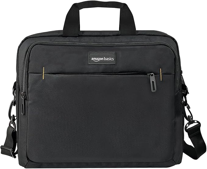 Amazon Basics Laptop Carrying Case with Shoulder Strap and Handle, Large Capacity, 15.6 in, Black (Pack of 6)
