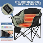 LILYPELLE Oversized Heated Camping Chair, Patio Lounge Chairs with 3 Heat Levels, Portable Folding Heated Chair Round Moon Saucer Folding Lawn Chair Outdoor Chair for Camping, Lounge Patio