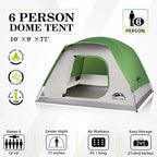 Happy Travel Camping Tent, 4/6 Person Dome Tents for Camping with Rainfly, Waterproof Clip Easy Setup Portable Family Tent with Mesh Windows, 20% More Headroom Backpacking Tents for Camping & Hiking