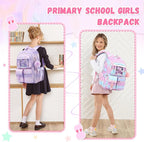 PIG PIG GIRL Kids Backpack for Girls - School Bags for Middle School Students - Book Bag for Elementary Primary - Kawaii Ita Backpack - Pink Planet