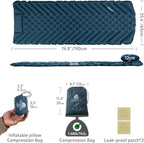 Camping Sleeping mat and Inflatable Pillow - Set, Portable, Ultra-Light, Thickened, Quick to inflate in 30s, can be Spliced. Suitable for Backpacking, Hiking, Camping and Other Scenes