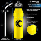 Cannon Sports 1 Liter Sports Water Bottle, BPA-Free, 34 Oz Capacity, Large Mouth, 2 lids (Straw and Squeeze), Great For Helmet Sports Such As Hockey, Lacrosse, Football, Boxing (2 Pack) (Yellow)