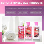 Bath and Body Gift Set, Cotton Candy Scented, 3-Piece Travel Size Collection, Shower Gel, Body Lotion, Body Mist, 3 Fl Oz Each (Cotton Candy)