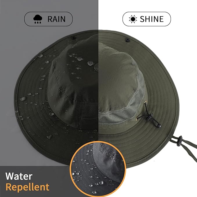 Home Prefer UPF50+ Mens Sun Hat Wide Brim Womens UV Protection Beach Bucket Hat for Fishing Hiking Snap Up Cowboy Hat