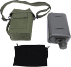 Outdoor - 2L Portable Water Canteen with Waist Bag, Multi Fuctional PVC Flat Camping for Surplus or Bushcraft Gear (OD Green)