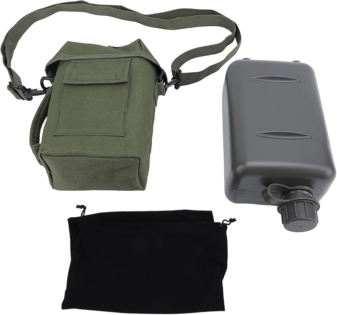 Outdoor - 2L Portable Water Canteen with Waist Bag, Multi Fuctional PVC Flat Camping for Surplus or Bushcraft Gear (OD Green)