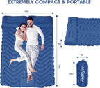 Double Sleeping Pad for Camping, Ultralight Camping Mattress with Pillow, Built-in Foot Pump, Thick Self-Inflatable 2-Person Portable Mat for Backpacking Hiking Car Traveling Beach Tent