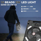 MORECORE 10000mAh 11inch Solar Camping Fan with Dual Charging, 4 Speeds & 3 Light Levels, 36H Run Time, Timer & 90° Adjustable, Portable Quiet Desk Fan for Hiking, Hurricane, Outages, Fishing-Black