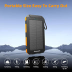 Solar Charger Power Bank 20,000mAh, Portable Charger, 4 Cables 3 Ports Fast Charging External Battery Pack with USB C for Cell Phones, Solar Panel Charger with Dual Flashlight for Camping