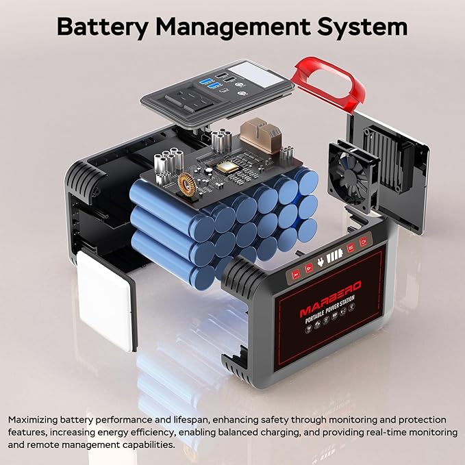 Portable Power Station 300W MARBERO 237Wh Camping Solar Generator Backup Lithium Battery with Pure Sine Wave 110V AC Outlet, USB C, USB A, DC for Outdoors Camping CPAP Home Blackout Emergency