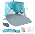 Beach Tent,Beach Sun Shelter with UPF 50+UV Protection with Extendable Floor mat for 3-4 Person, Waterproof Portable Easy Setup Beach Canopy Shade Tent for Outdoor Camping, Picnics