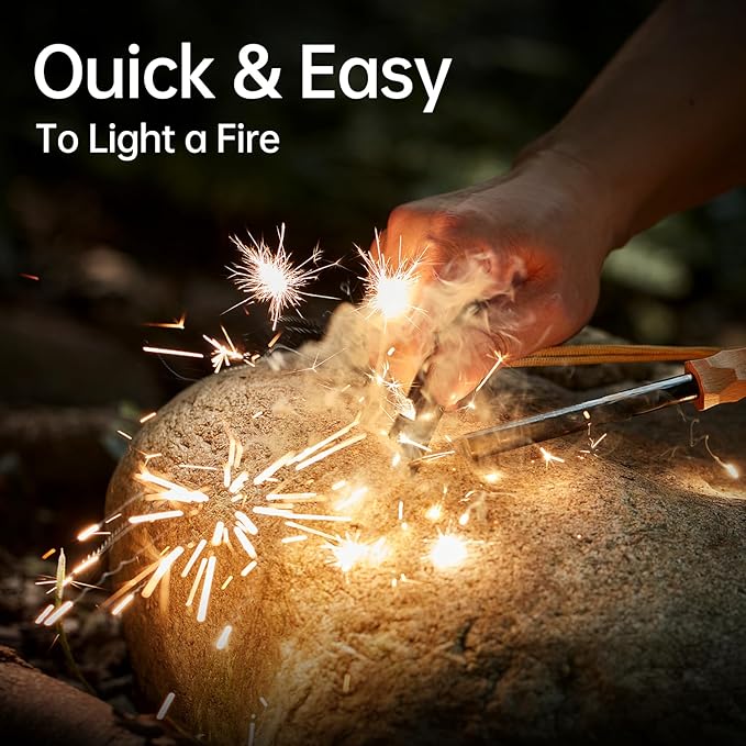 Ferro Rod Fire Starter, Survival Flint and Steel Fire Starter Kit for Hiking, Bushcraft,Camping Essentials Gear, Emergency Supplies - Ideal Gift for Explorers
