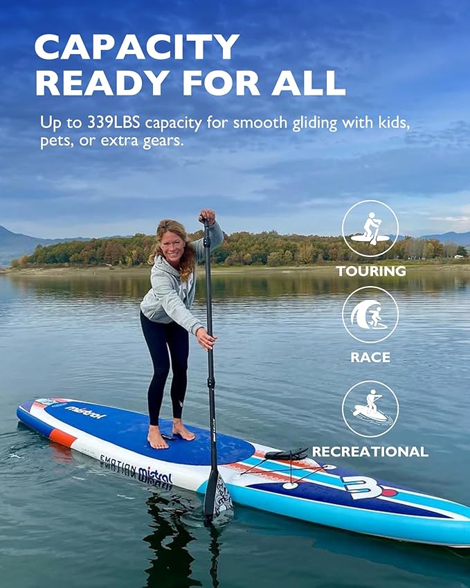 Mistral Stand Up Inflatable Paddle Board Racing & Touring Board 13'2"/ 14' Race Board, Backpack with Wheels, Durable ISUP for Youth & Adult, w/Premium SUP Accessories