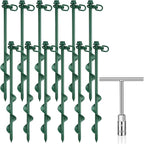 Zhengmy 12 Pcs Ground Anchors Screw in, 12 Inch Heavy Duty Tent Stakes with Trampoline Anchor Hook Ground Stakes for Camping Tent Canopies Ports Sheds Swing Sets Securing Animals (Green)