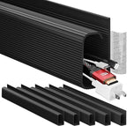 EVEO Cable Management Under Desk Kit (6 Units) - Under Desk Cable Management Cord Hider, Cable Hider Cord Management, Cable Organizer, Cable Raceway | Self-Adhesive 96'' J Channel 6X16 - Black