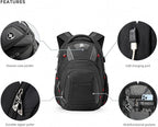 Swissdigital Design Travel Backpack for Men with Finder（color random）, TSA Friendly USB Charging RFID Protection Business Backpack Fits 15.6" Laptops Black | J14BT013-BR