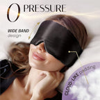 Silk Sleep Mask Soft Pressureless: 100% Mulberry Silk for Eye Skin Anti Wrinkles, Large Size for Total Blackout, Adjustable Wide Velcro Ear Cover