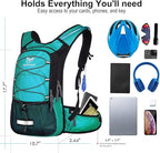 Insulated Hydration Backpack Pack with 3L BPA Free Leak Proof Water Bladder, Large Storage Lightweight Hiking Daypack with Waist Pouches & Cooler Layer, for Running, Biking, Camping, Festival