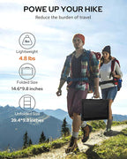 60W Portable Solar Panels, Foldable Solar Panel Charger for Portable Power Station(Under 500W), with Adjustable Kickstands, DC 18V Output, USB 3.0 and Type-C Ports for Camping Van RV Trip