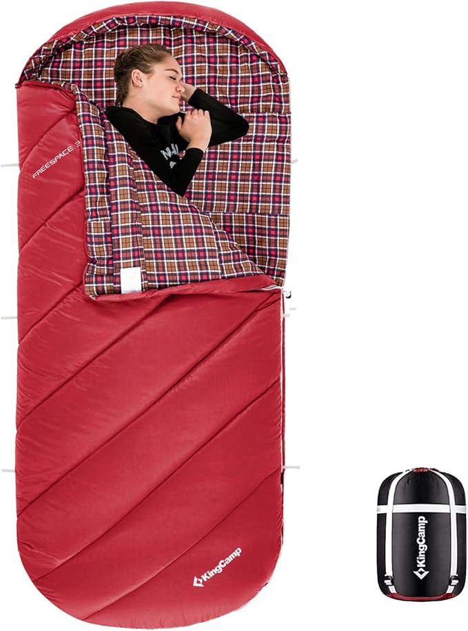 KingCamp Sleeping Bag for Adults, Cold Weather & Warm Extra Wide Big & Tall XL Portable Waterproof Flannel Sleeping Bags, Essentials Gear Accessories for Camping Backpacking Hiking Indoor & Outdoor