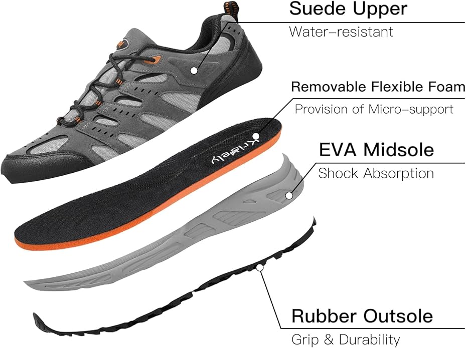 Kricely Men's Trail Running Shoes Non Slip Hiking Shoes Tennis Shoes Fashion Sneakers Workout Footwear