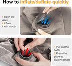 Inflatable Foot Rest/Leg Pillow | Adjustable Height | Make a Flat Bed for Kids and Toddlers | Great for Airplane, Train, car,Travel （Grey, 2 Pack）