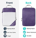 Compression Packing Cubes 3 Set, Compressible Space-Saving Packing Cubes for Travel - Compression Bags, Luggage Organizer, Travel Essentials for Women, Purple