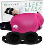 Nidra Contoured Sleep Mask for Side Sleepers – Zero Pressure Fit, Light Blocking Eye Shade for Sleeping & Travel – Pink, Standard Size