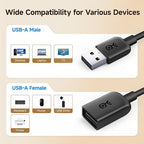 Cable Matters 2-Pack Short USB Extension Cable - 3ft, Male to Female USB Extender Cable, USB2.0 Extension Cord, 480Mbps, Black