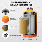 One Gallon Water Bottle Insulated, Triple Walled Vacuum Stainless Steel (Cold for 48 Hrs), Leak Proof & Non-BPA, Large Water Flask Jug with Paracord Handle & Straw Spout Lids