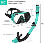 Snorkeling Gear for Adults, JRing Snorkel Mask Set with 180 Degree Tempered Glass Anti Fog Goggles Scuba Dry Top Snorkel for Swimming, Scuba Diving Mask for Men Women