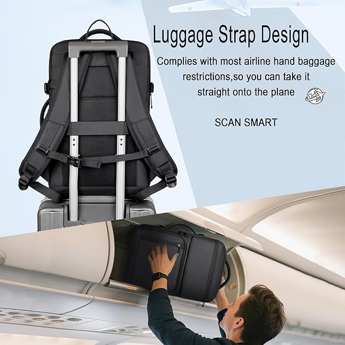 Travel Backpack for Men, Carry on Backpack Expandable 45L Suitcase Backpack Airline Approved Large Luggage Business Weekender Bag