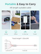 Amasuki Travel Essentials,4 in 1 for Apple Watch Charger/iPhone Charger/Multi Charging Cable,Vacation RV Camping Essentials,USB C/L/Micro Portable Charger for iWatch 11-1/iPhone 17-12,Car&Gift-Pink