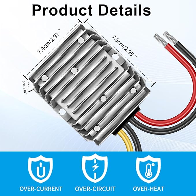 DC 36V/48V Step Down to 24V 20A 480W, DC Converter Regulator Voltage Regulator, PBuck Converter Regulator Power Supply Module Buck Transformer for Golf Cart Forklifts Car Truck Boat Vehicle