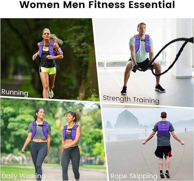 Weighted Vest for Woman Men,6lb/8lb/12lb/16lb/20Lb/25lb Weight Vest with Reflective Stripe Adjustable Buckle Strap Back Pocket Workout Strength Training Walking Jogging Running
